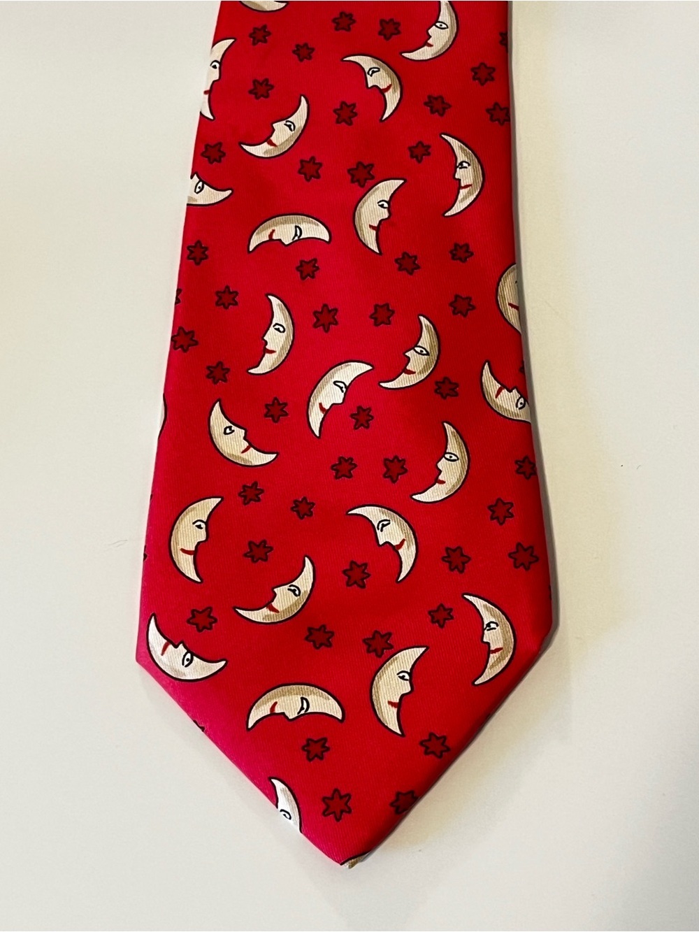 HERMES 7462 HA Mens Neck Tie Silk Vintage France Celestial Moon Star Fathers Day - Picture 6 of 7